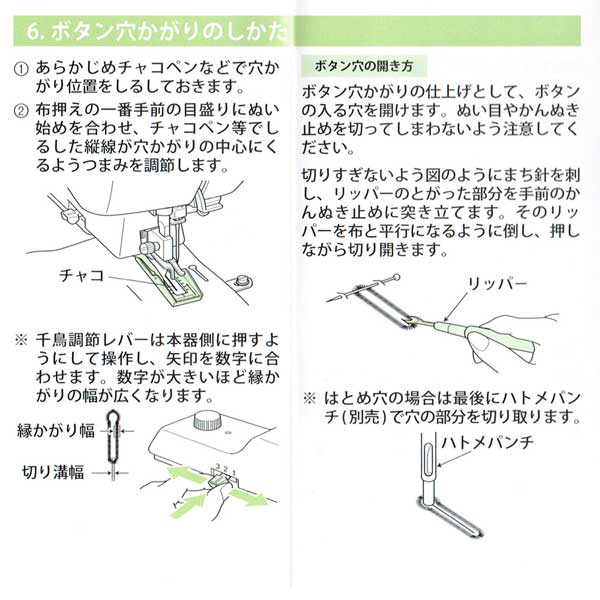 ボタン穴カガリ機 ブラザーb 6ta